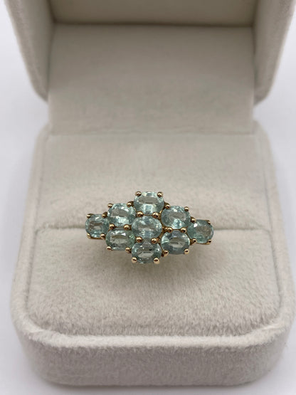 9ct gold green kyanite cluster ring