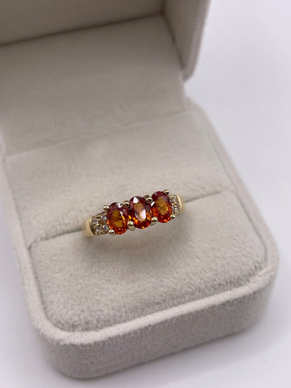 9ct gold orange sapphire and zircon ring