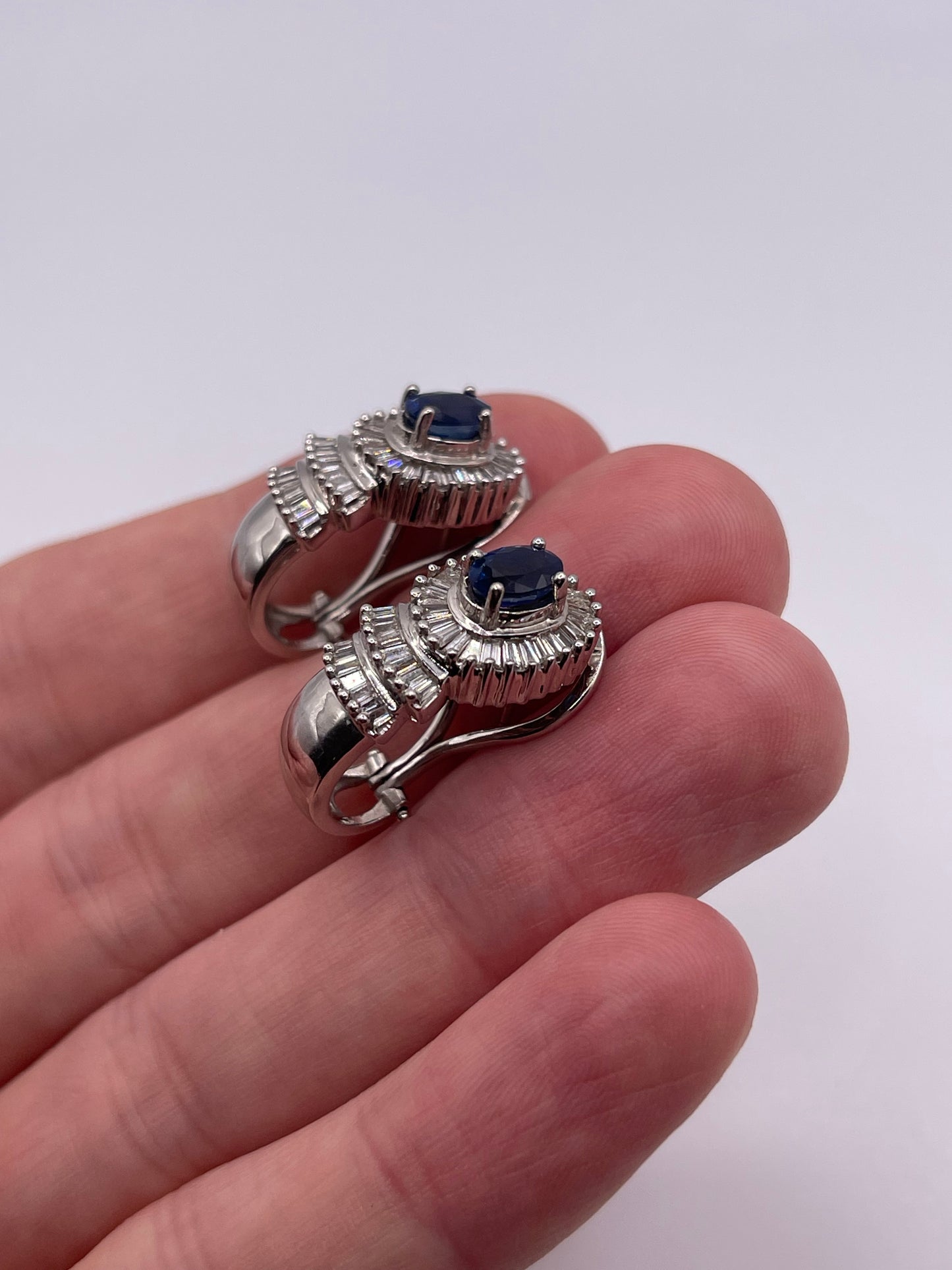 14ct white gold sapphire and diamond earrings