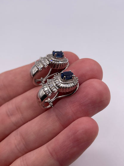 14ct white gold sapphire and diamond earrings