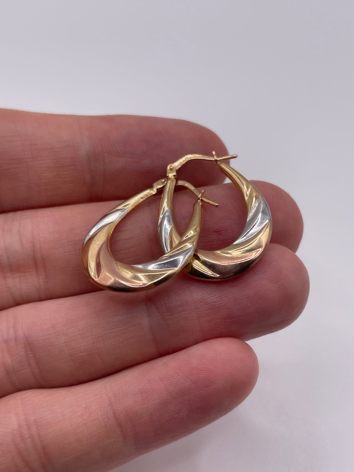9ct tri gold creole earrings