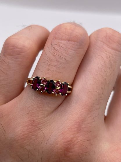 9ct gold garnet and tourmaline ring
