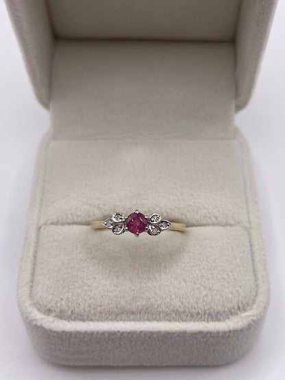 9ct gold ruby and diamond ring