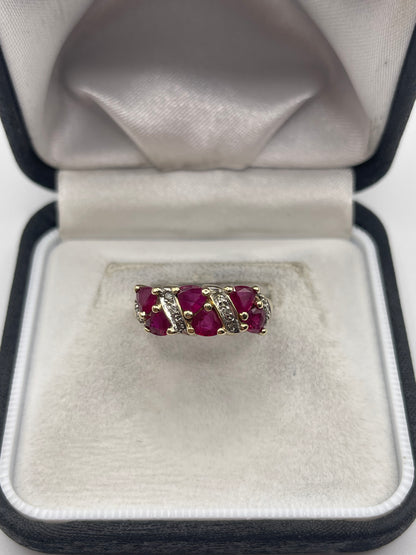 9ct gold ruby and diamond ring