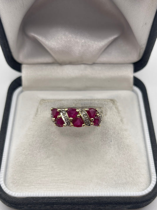 9ct gold ruby and diamond ring