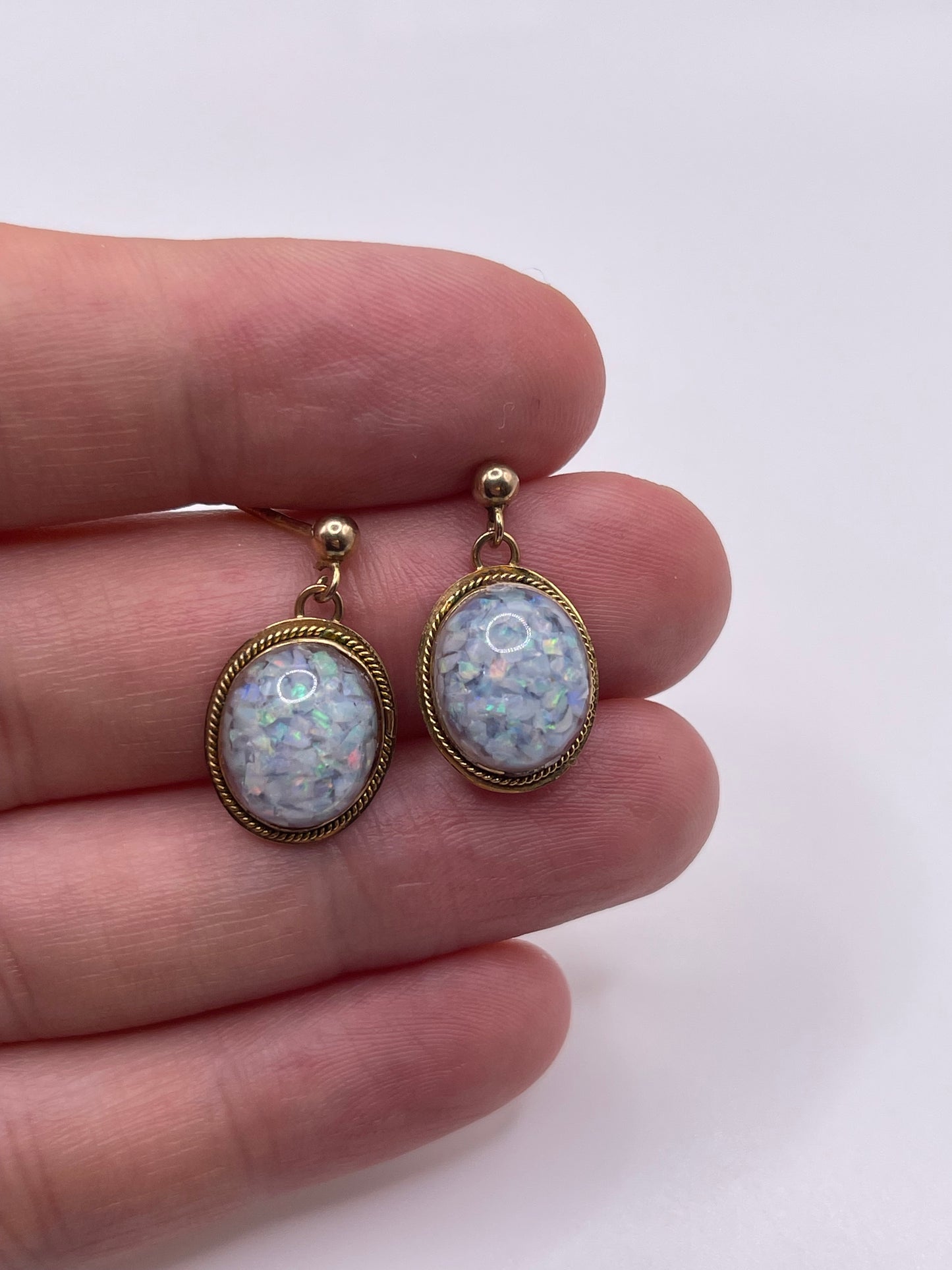 9ct gold opal earrings