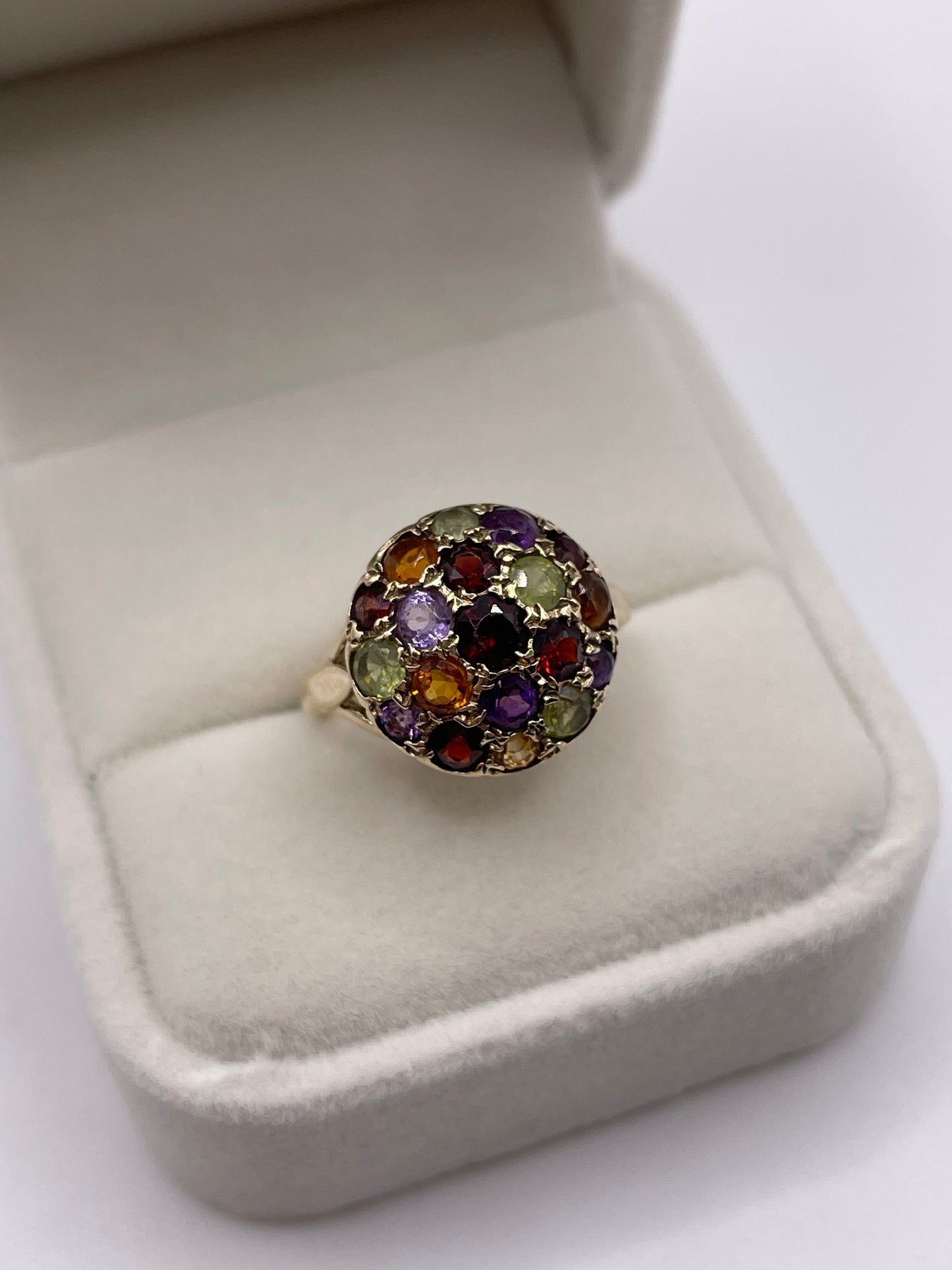 9ct gold multi gemstone cluster ring