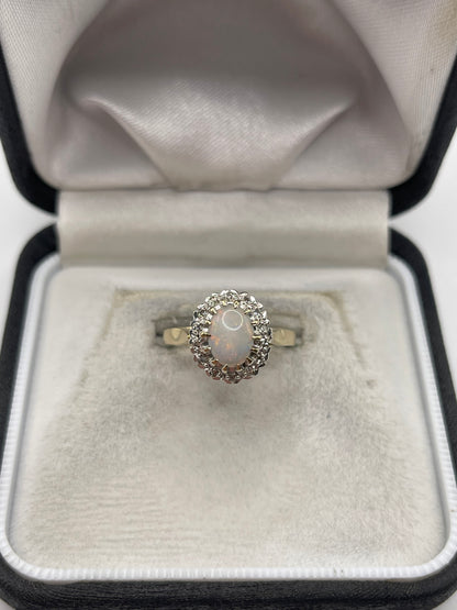 9ct gold opal and diamond ring