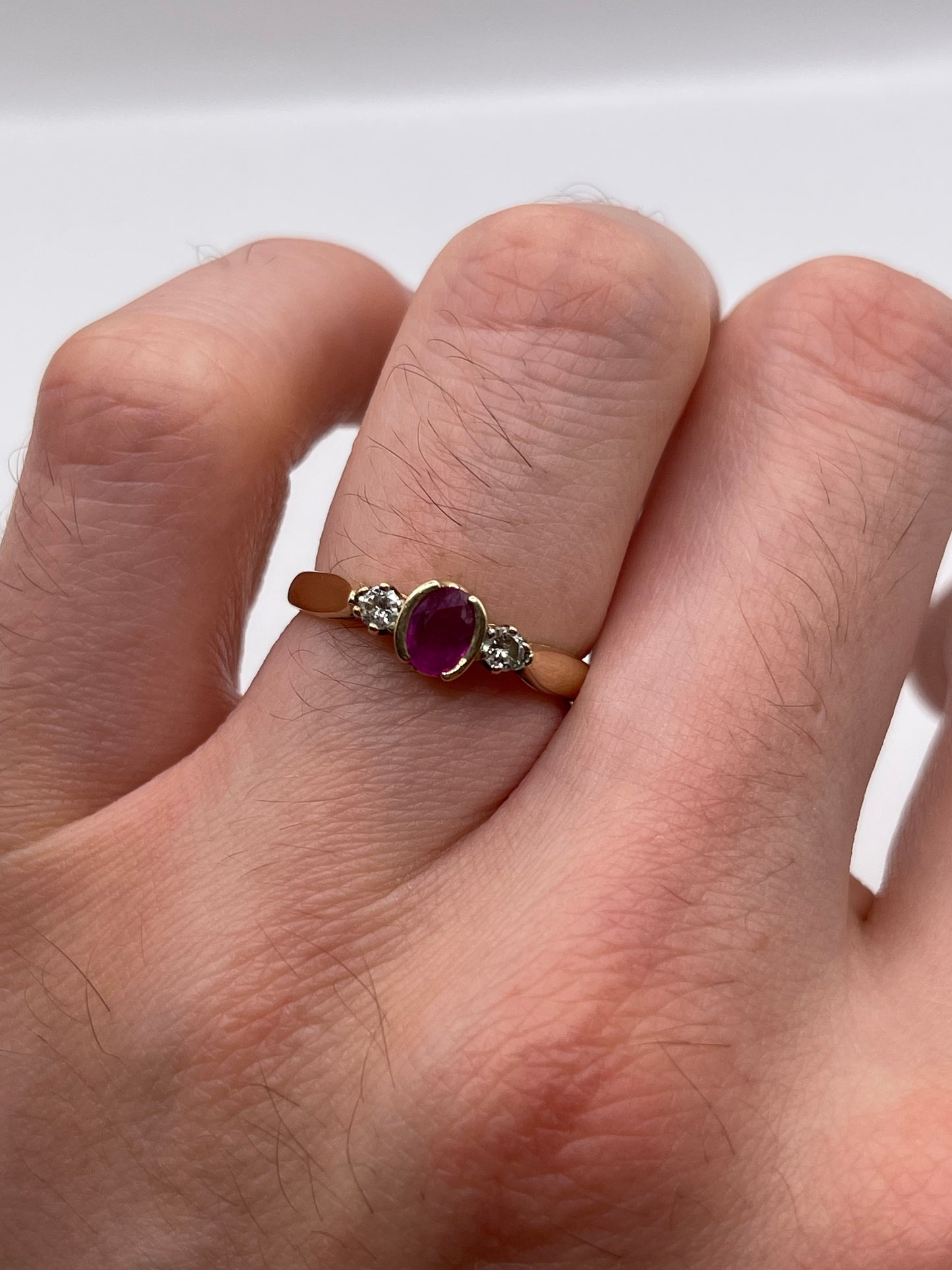 9ct gold ruby and diamond ring