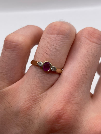 9ct gold ruby and diamond ring