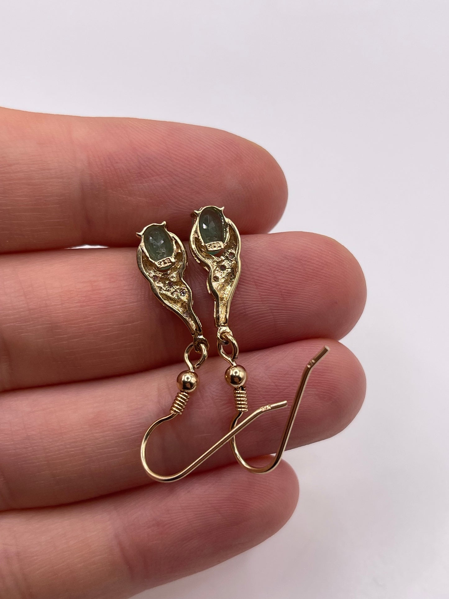 9ct gold emerald and diamond earrings