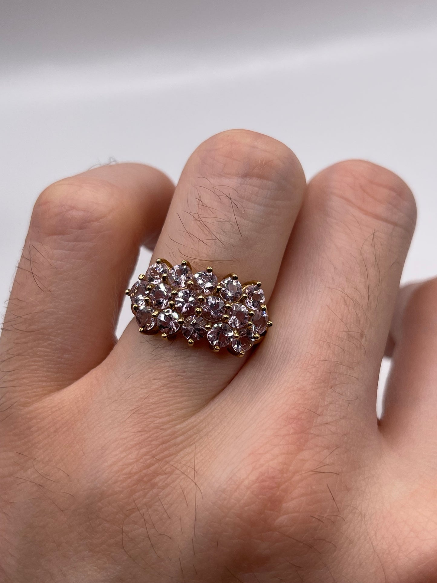 9ct gold morganite cluster ring