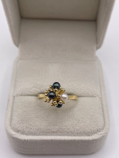 9ct gold pearl cluster ring