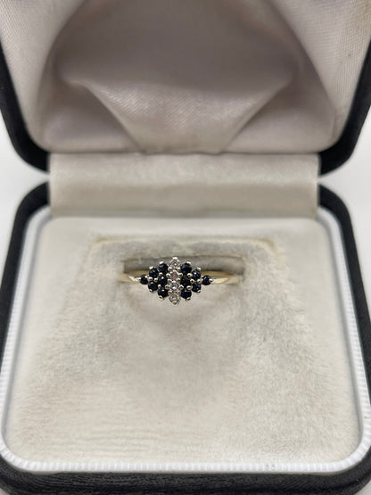 9ct gold sapphire and diamond ring