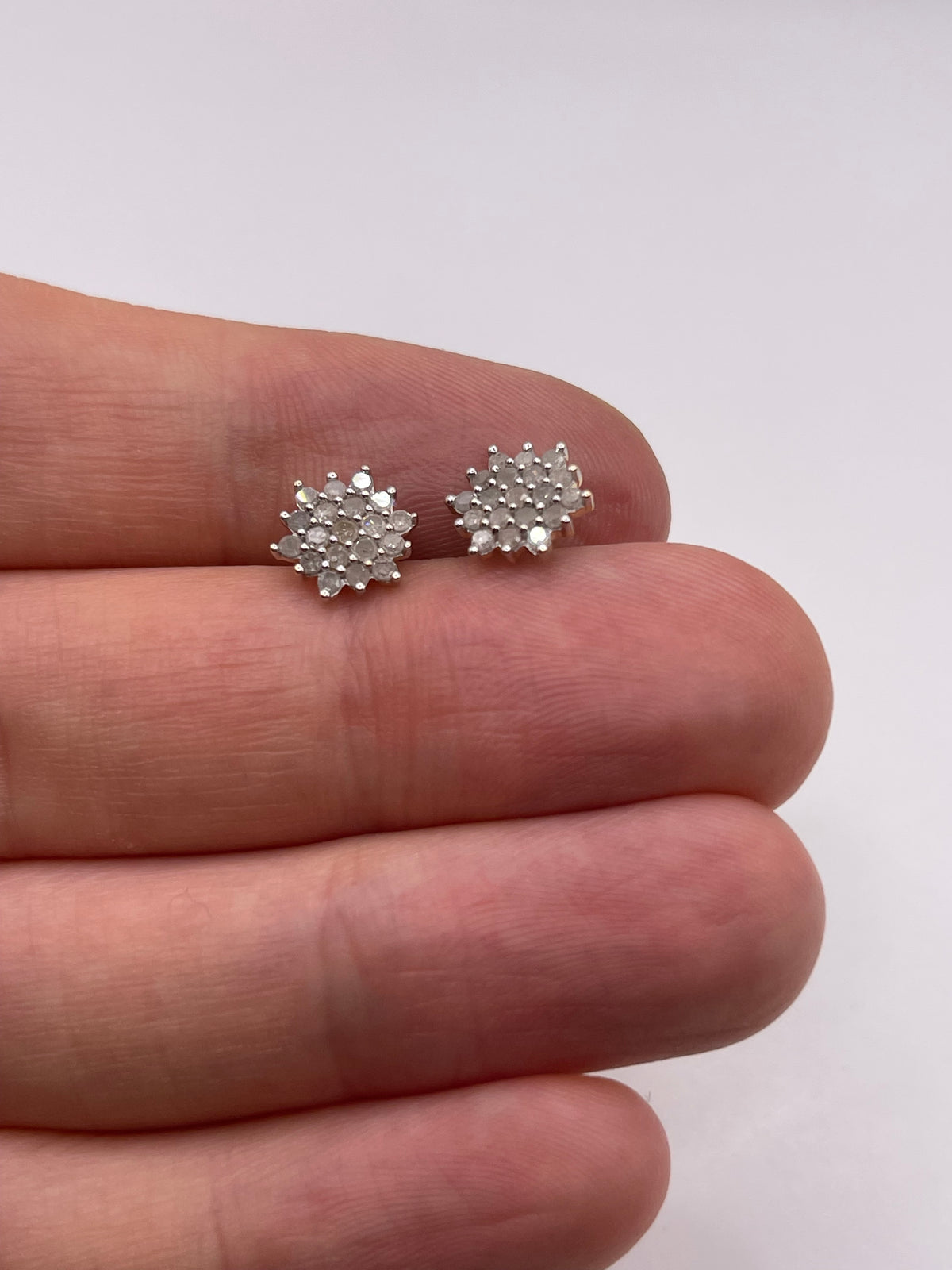 9ct gold diamond cluster earrings