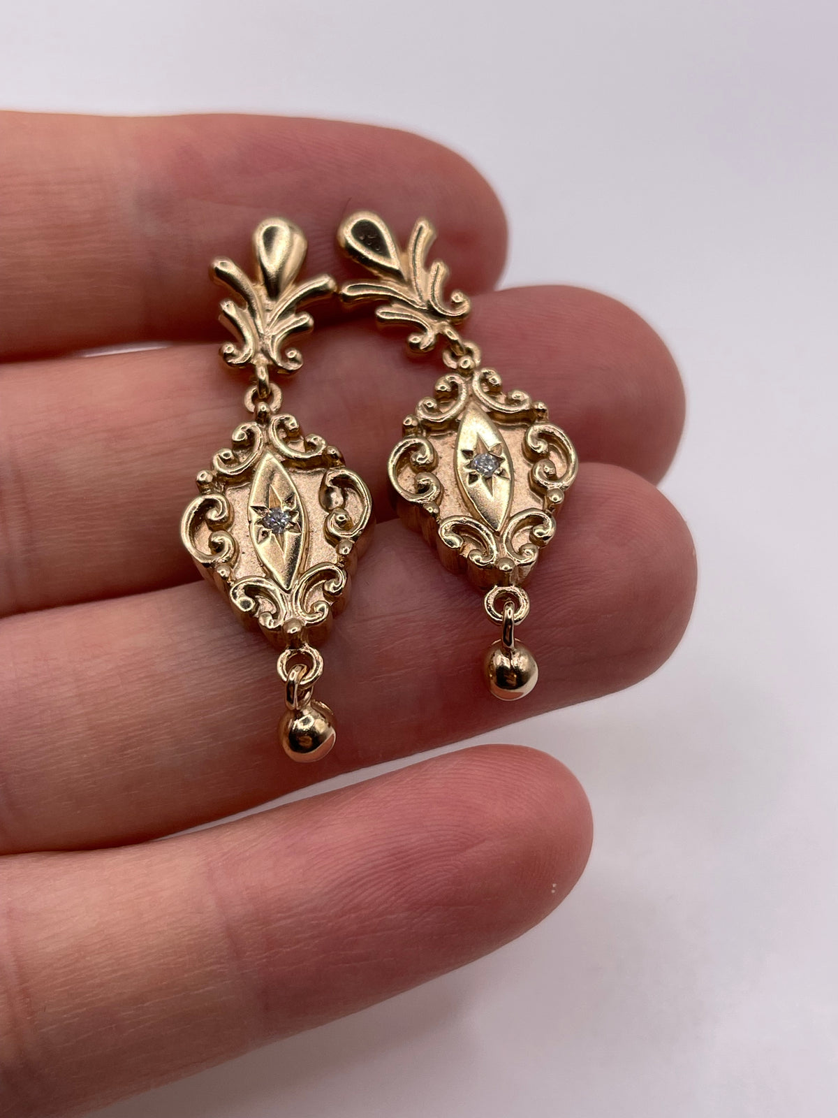 9ct gold diamond earrings