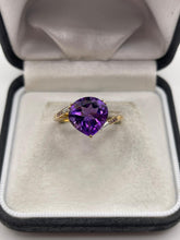 Load image into Gallery viewer, 9ct gold amethyst and diamond ring
