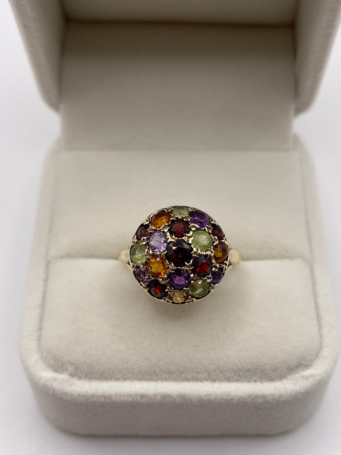 9ct gold multi gemstone cluster ring