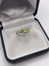 Load image into Gallery viewer, 9ct white gold peridot and diamond ring
