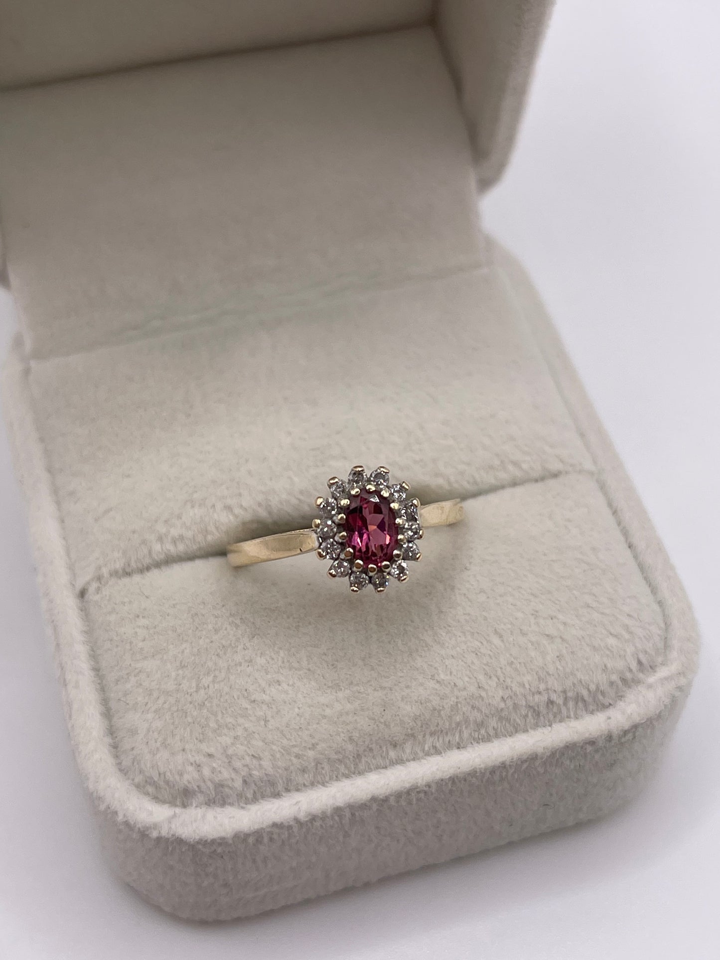 9ct gold tourmaline and diamond ring
