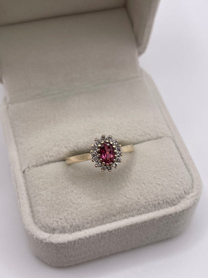 9ct gold tourmaline and diamond ring