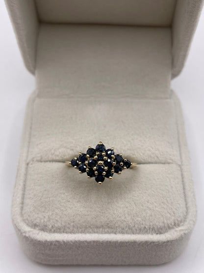 9ct gold sapphire cluster ring