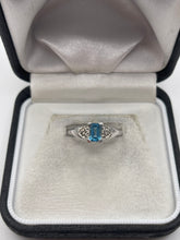 Load image into Gallery viewer, 9ct white gold topaz and diamond ring
