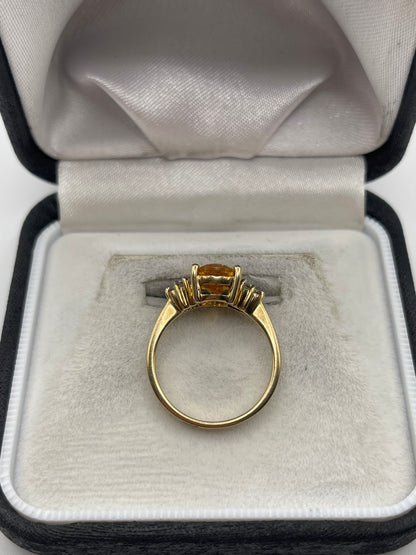 9ct gold citrine and zircon ring