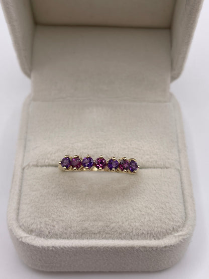 9ct gold garnet and amethyst ring