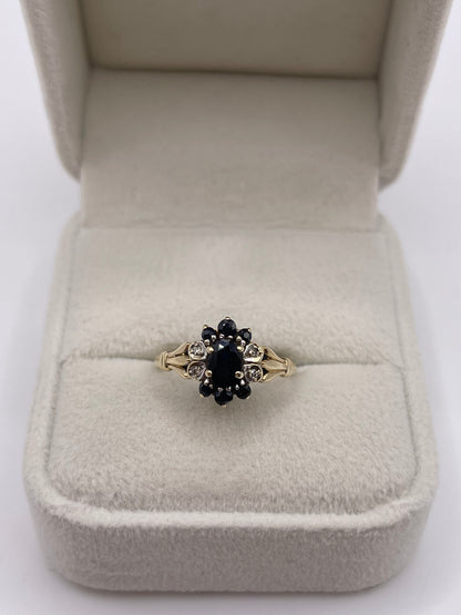 9ct gold sapphire and diamond ring