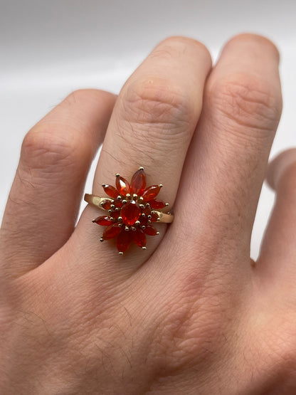 9ct gold fire opal cluster ring