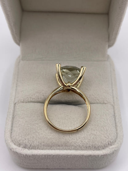 9ct gold green amethyst and diamond ring