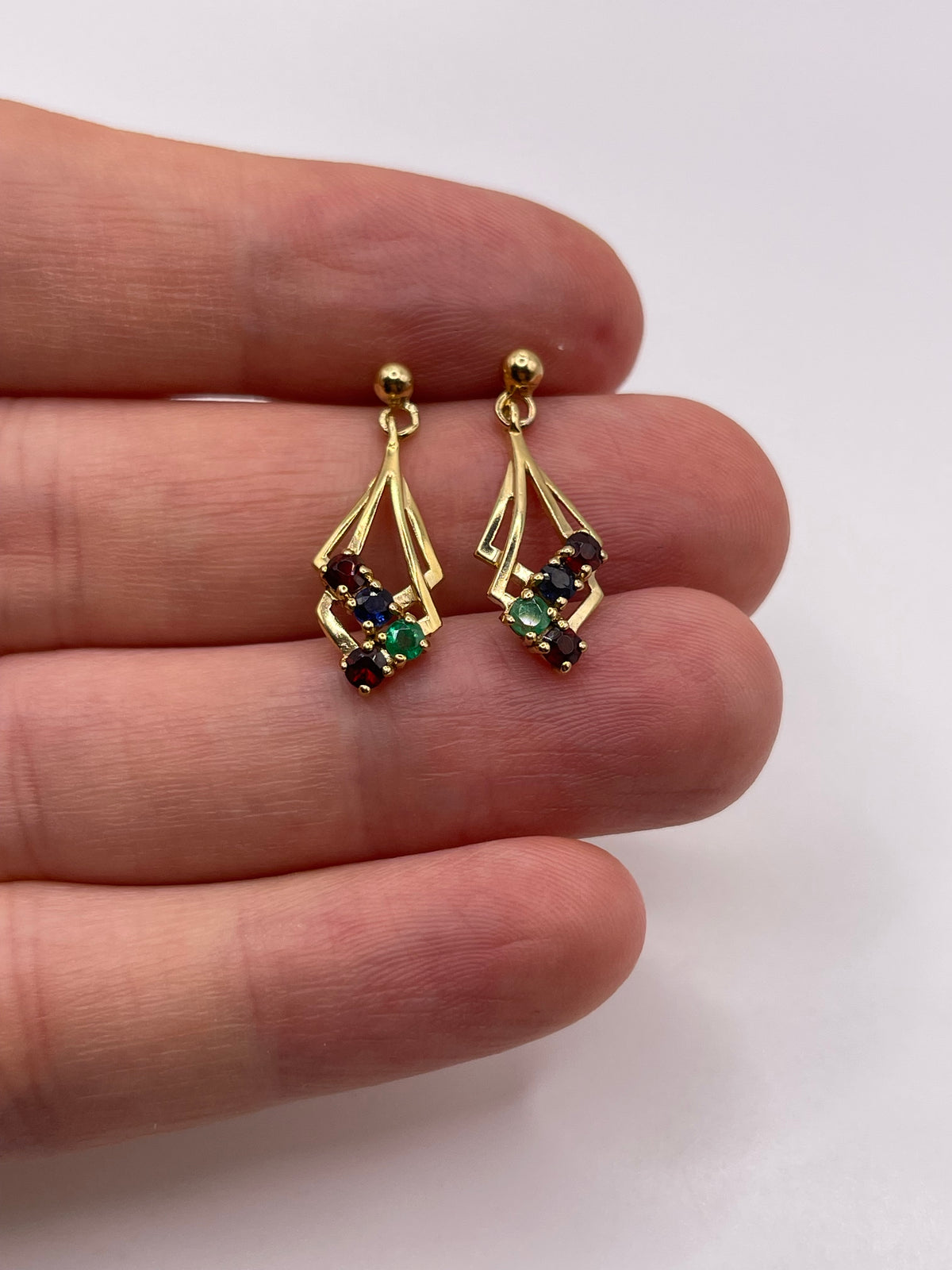 9ct gold multi gemstone earrings