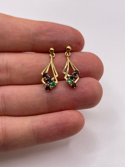9ct gold multi gemstone earrings