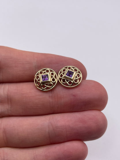 9ct gold amethyst earrings
