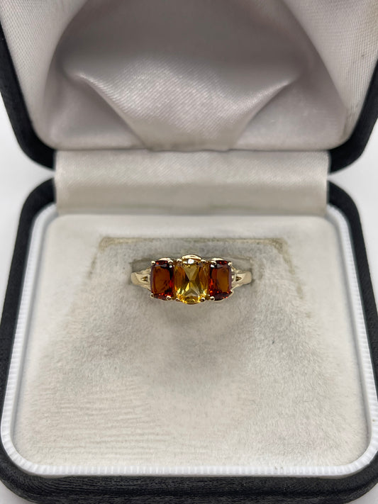 9ct gold citrine and garnet ring