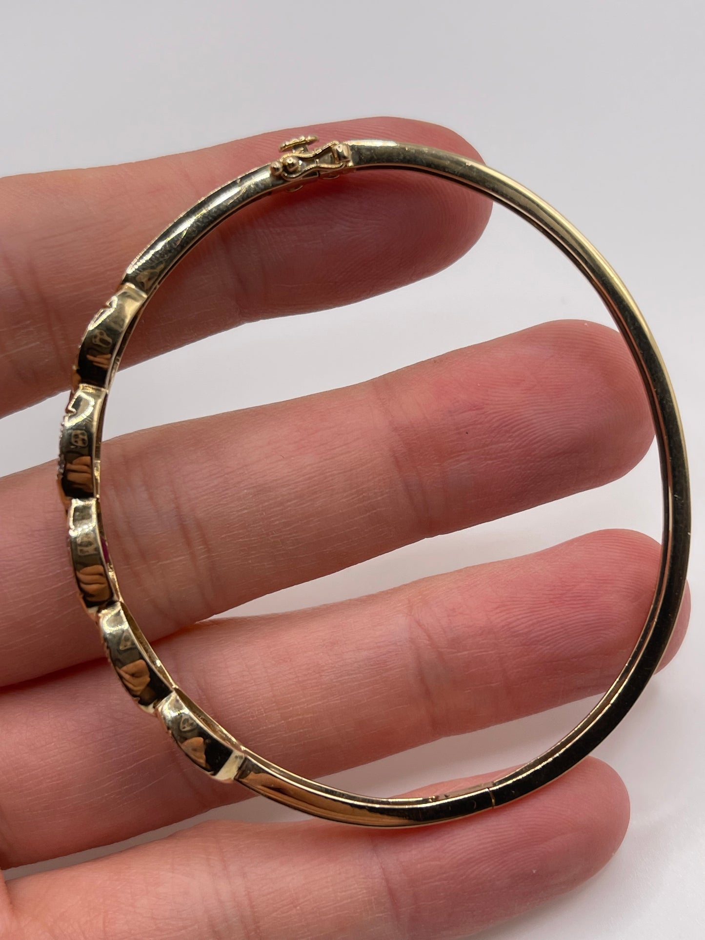 9ct gold ruby and diamond bangle