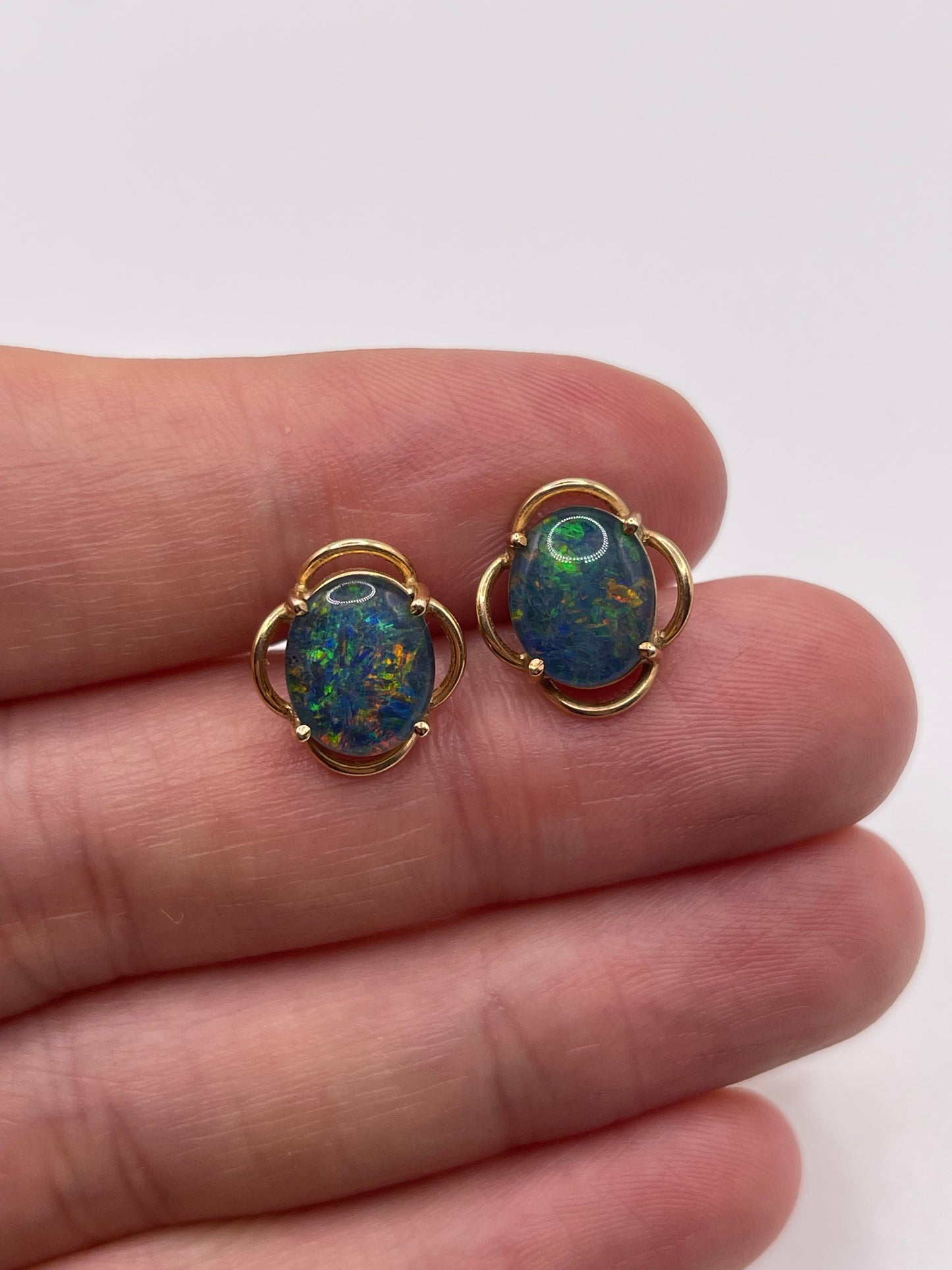 9ct gold opal triplet earrings