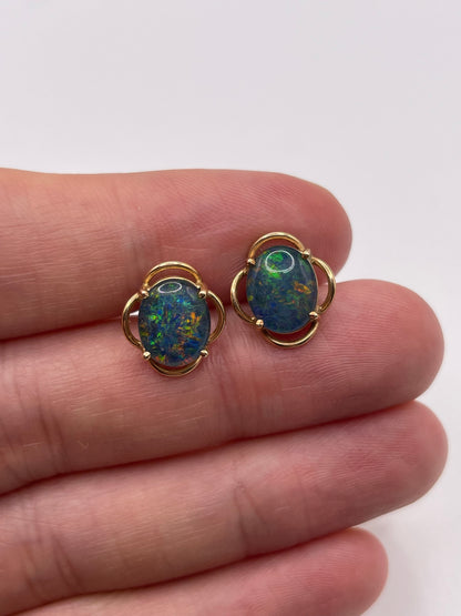 9ct gold opal triplet earrings