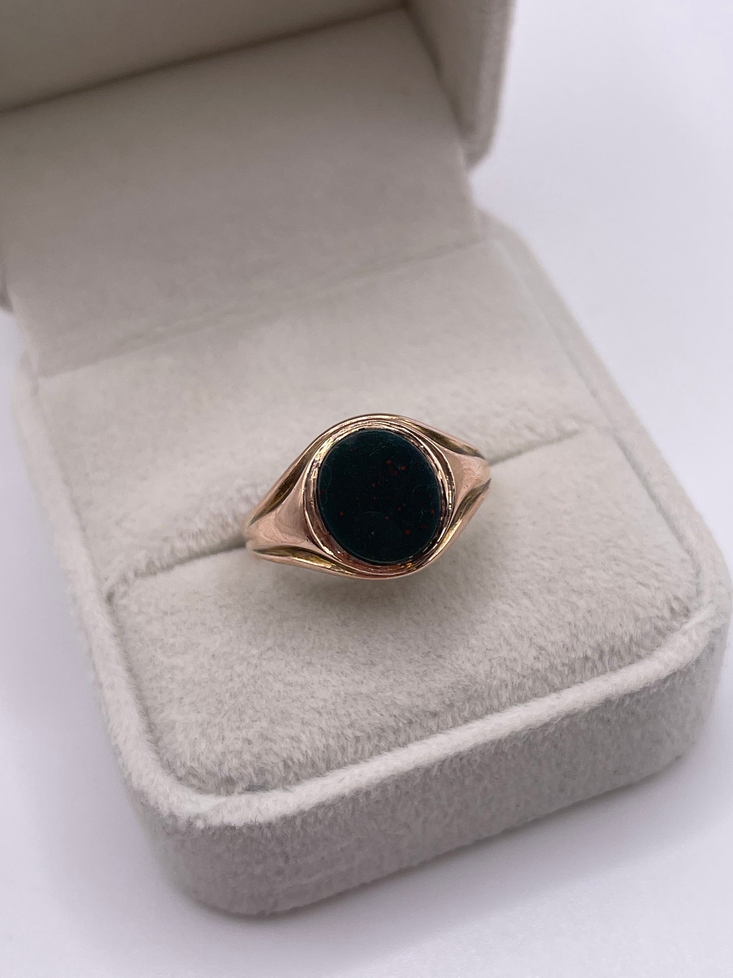 9ct rose gold bloodstone signet ring