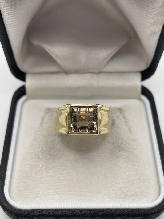 9ct gold Smokey quartz signet ring