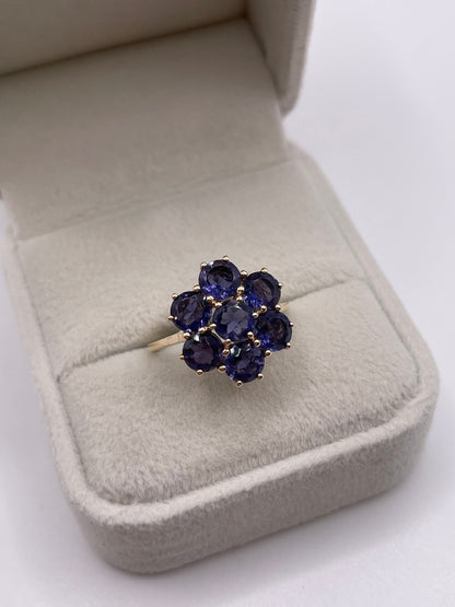 9ct gold iolite cluster ring