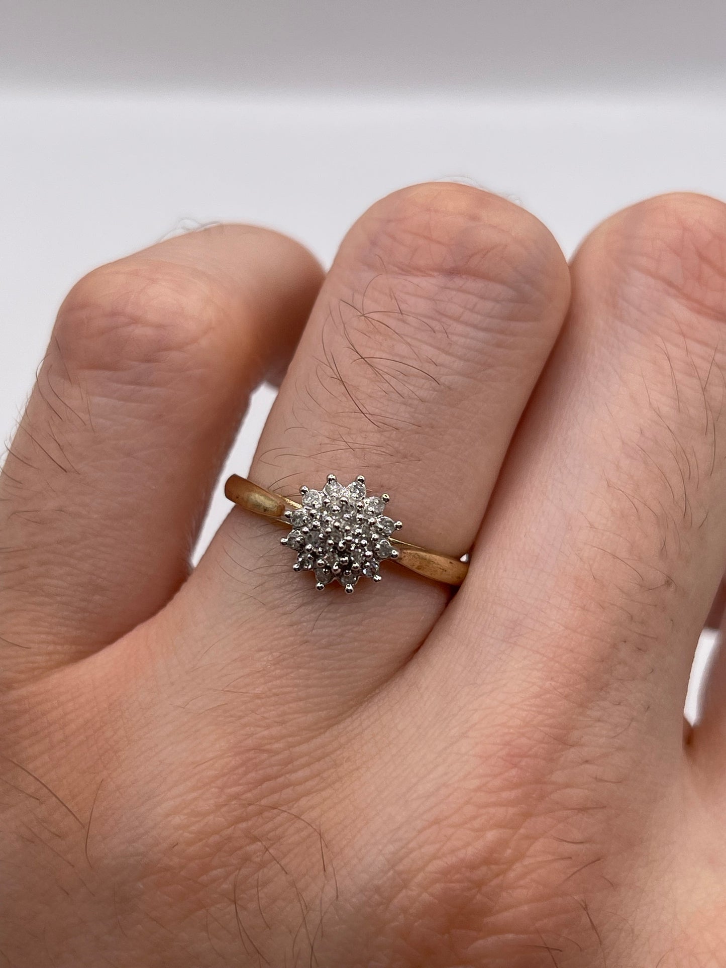 9ct gold diamond cluster ring
