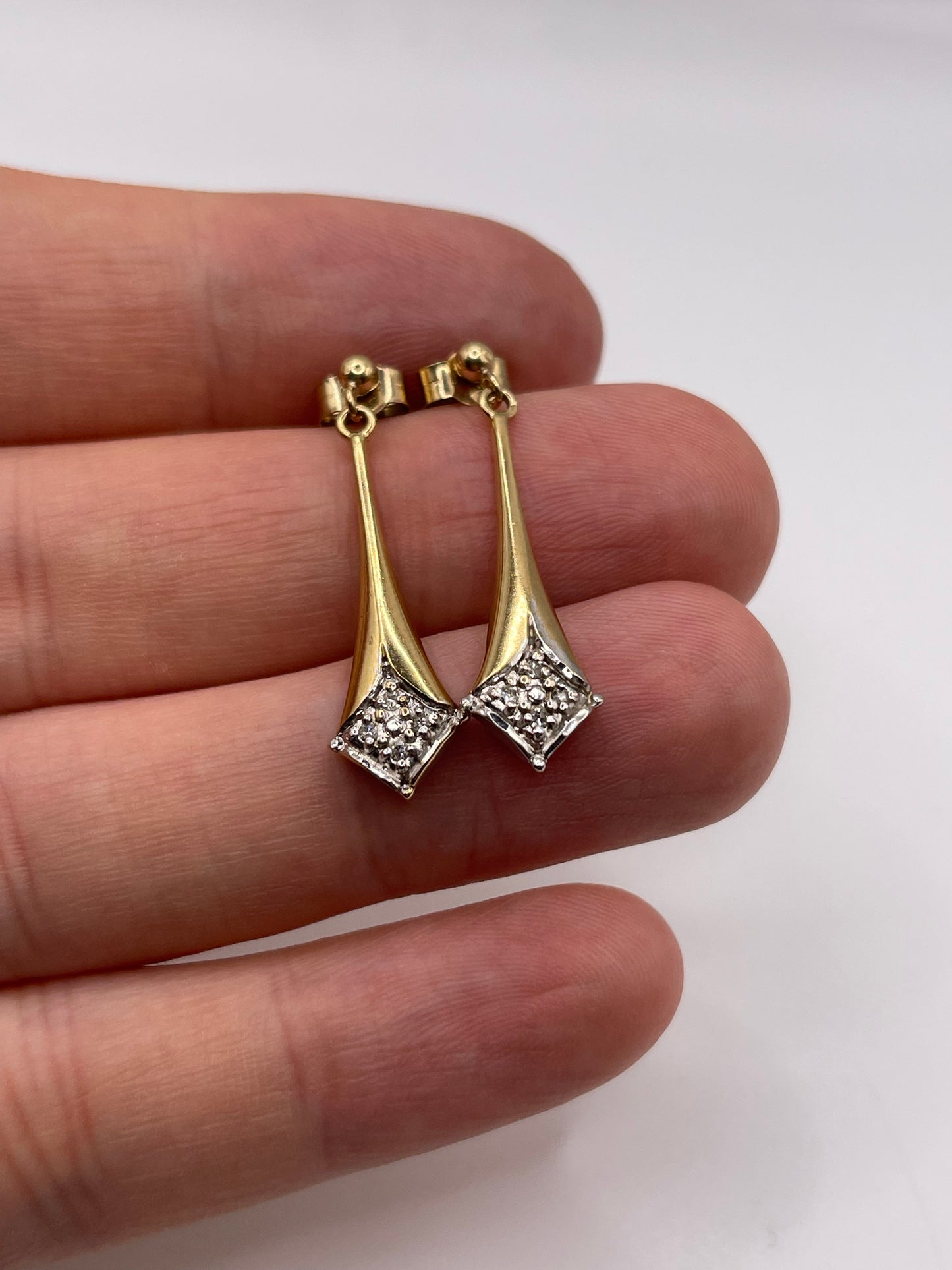 9ct gold diamond earrings