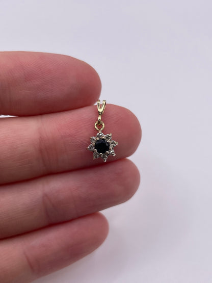 9ct gold sapphire and diamond pendant
