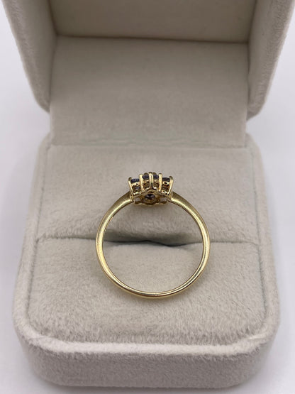9ct gold tanzanite cluster ring