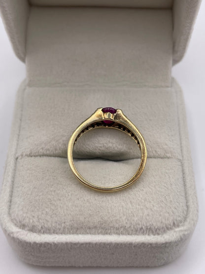 9ct gold ruby and diamond ring