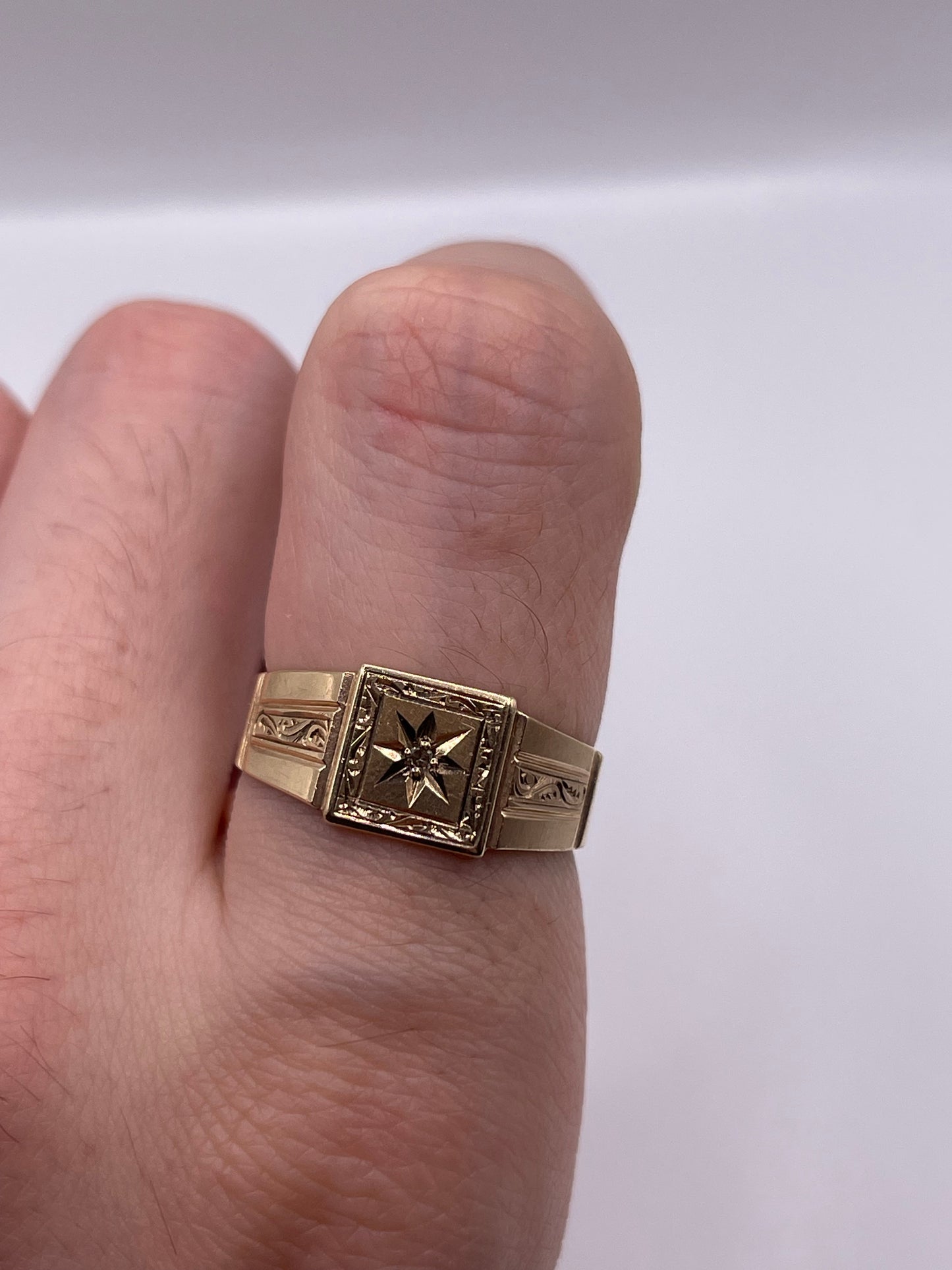 9ct gold diamond signet ring
