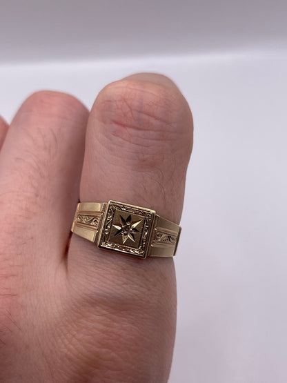 9ct gold diamond signet ring