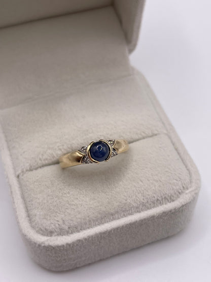9ct gold cabochon sapphire and diamond ring